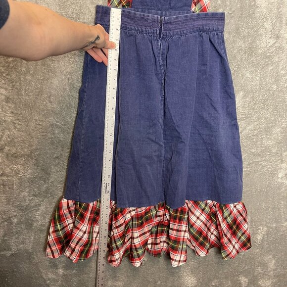 Vtg Women Cottagecore Peasant Trad Wife Overall Soft Denim Plaid Midi Dress 13 - Picture 10 of 13
